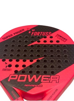 فورتس مضرب تنس FORTUSS Padel - ألياف كربونية كاملة - سطح سداسي ثلاثي الأبعاد مع قلب إسفنجي مرن خفيف الوزن من مادة EVA - مضرب Padel - مضرب مجداف دائري الشكل مع حقيبة متضمنة (وردي)  - Image 4