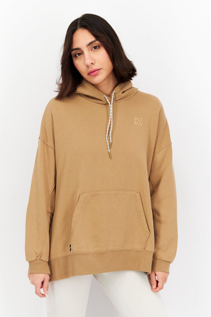 PUMA هودي تدريب طويل الأكمام للنساء، لون تان - Image 1