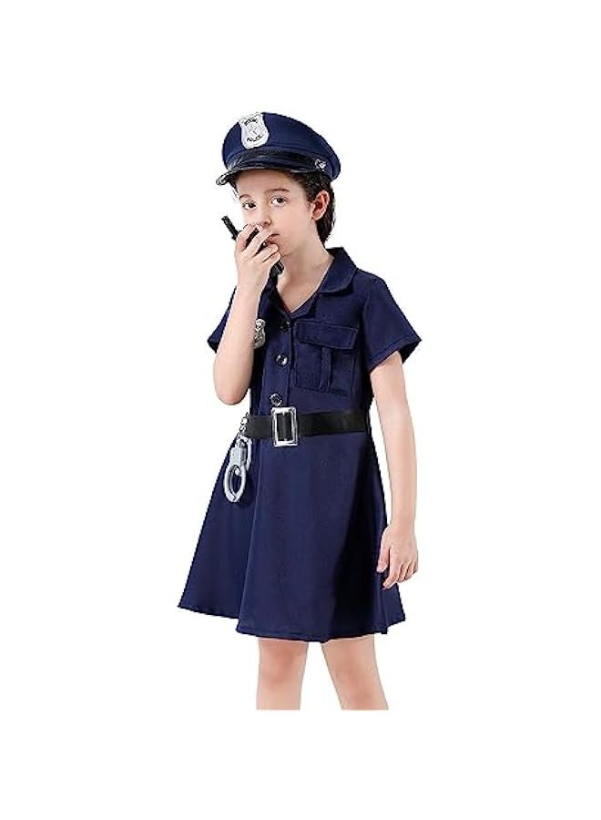 دوركو زي الشرطة للأطفال، مجموعة لعب تقليدي للشرطي تشمل القميص والقبعة وغيرها من ملابس الشرطة المصنوعة من البلاستيك لحفلة التزيين، زي ضابط الشرطة، لعب الأدوار - Image 2