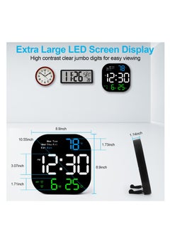Excefore Digital Wall Clock Large Display, Digital Wall Clock with Remote, with Date Week Temperature, 10.55" Large Display and Auto Dimmable, 10 Levels Adjustable Brightness, 12/24h  - Image 5
