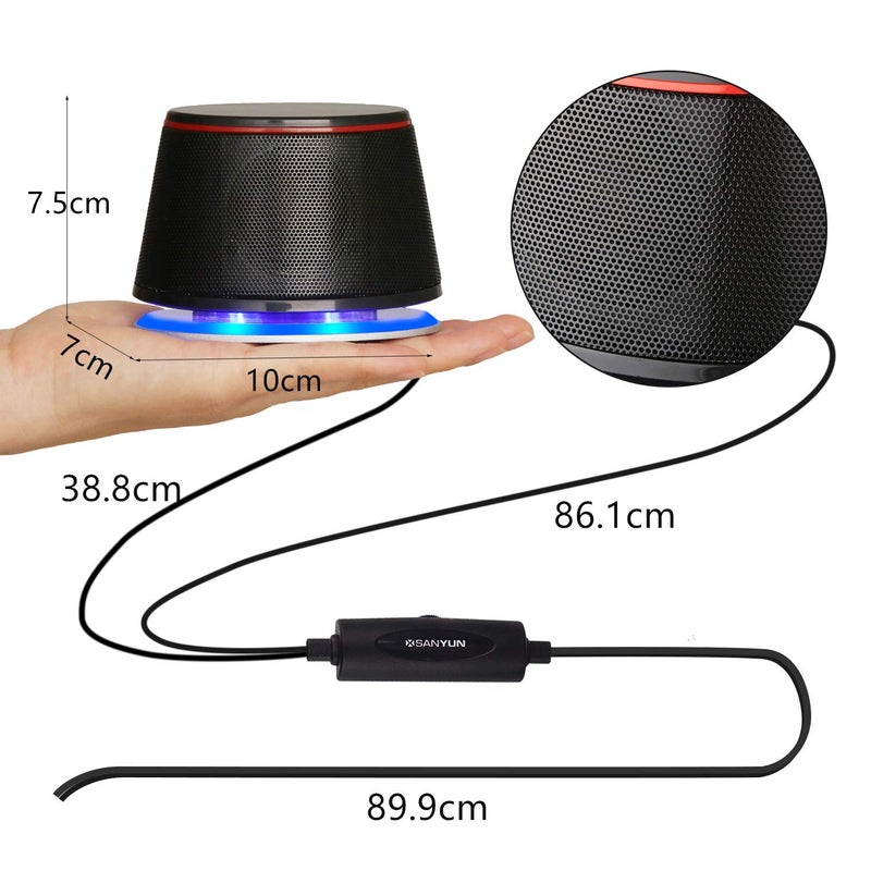 Sanyun SW102 Computer Speakers, 5Wx2, Deep Bass in Small Body, Stereo 2.0 USB Powered 3.5mm Aux Multimedia Speakers, Built-in Bottom Bass Radiators, PC Laptop Desktop Speakers, Black - Image 5