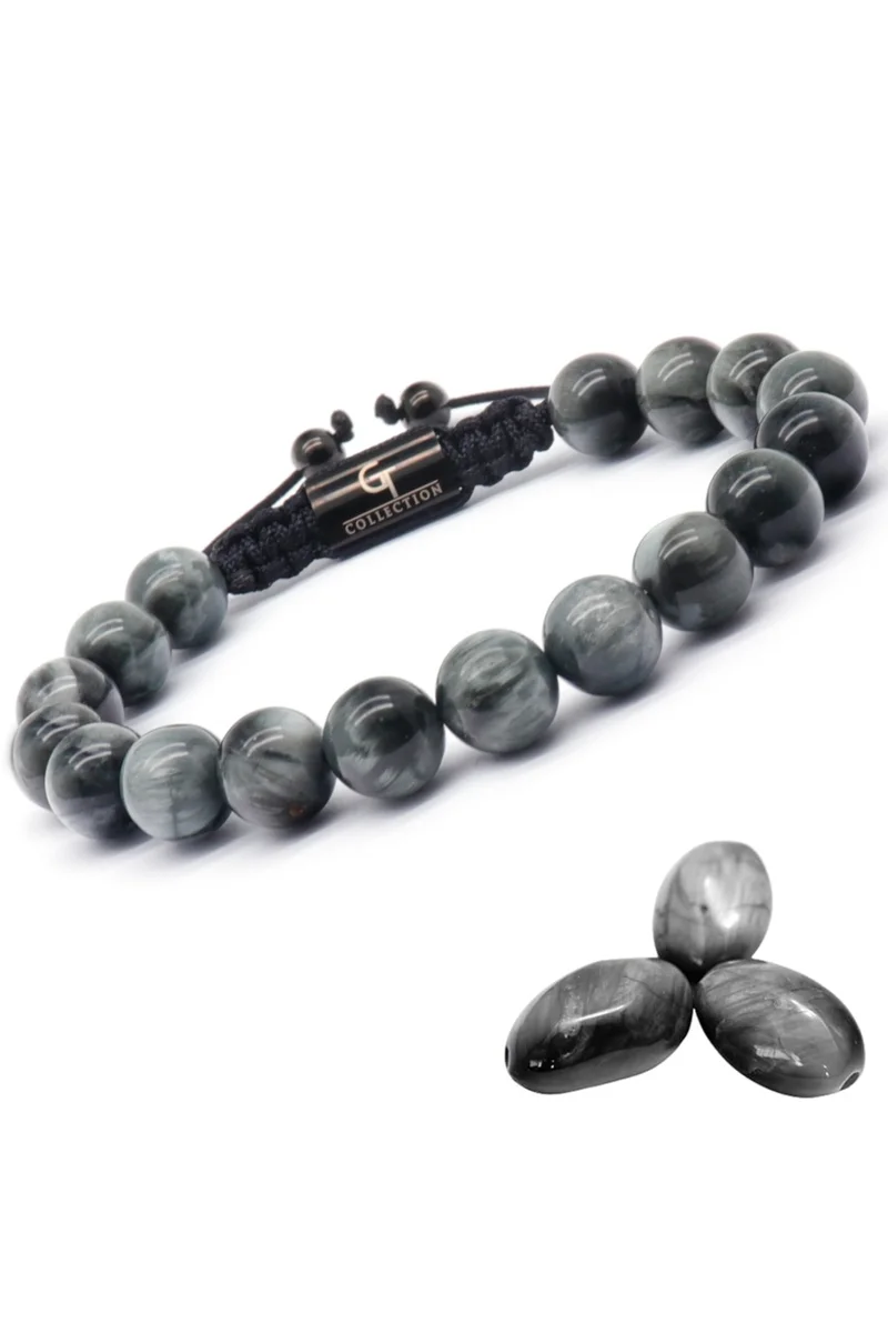 Eagle Eye Beads Handmade Natural Stone Bead Bracelet – Bracelet for Men, Men’s Bracelet, Gifts for Men, Bracelets for Men – Adjustable One Size Fits All