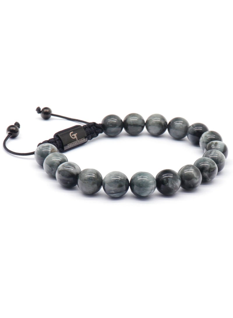 لونورا خرز عين النسر سوار خرز من الحجر الطبيعي مصنوع يدويًا – سوار للرجال، سوار رجالي، هدية للرجال، أساور للرجال – قابل للتعديل بمقاس واحد للجميع - Image 5