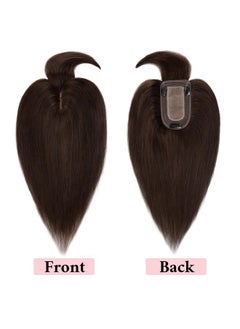 SEGO 100% Real Human Hair Toppers With Bangs,Silk Base 150% Density Clip In Topper Top 2.7”X5.1” Hair Pieces For Women With Thinning Hair/Hair Loss Cover Gray Hair  - Image 3