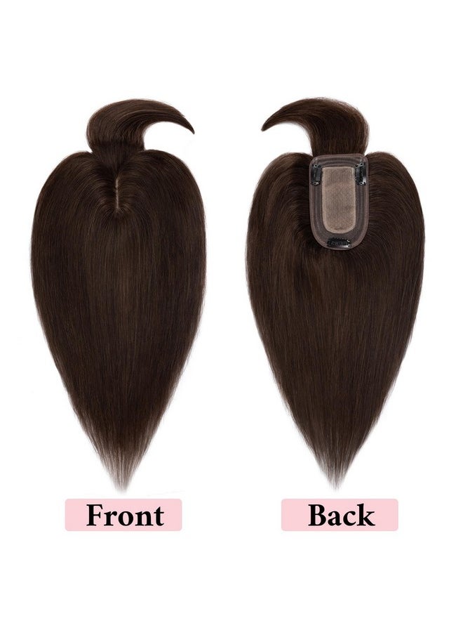 SEGO - 100% Real Human Hair Toppers With Bangs,Silk Base 150% Density Clip In Topper Top 2.7”X5.1” Hair Pieces For Women With Thinning Hair/Hair Loss Cover Gray Hair - Image 1