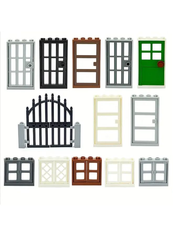 Black Window And Door Building Blocks Accessories For Prison Gate City House MOC - Image 1