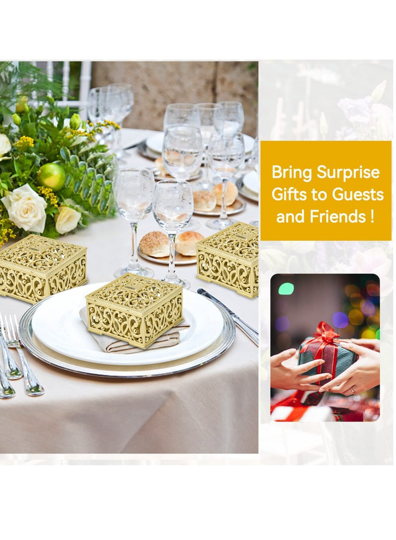 Excefore Hollow Candy Boxes, 12Pcs Candy Boxes Plastic Wedding Favor Boxes, Wedding Favor Boxes Hollow Jars Candy Storage Boxes Gift Boxes, for Wedding, Baby Shower, Birthday Party (Gold) - Image 5