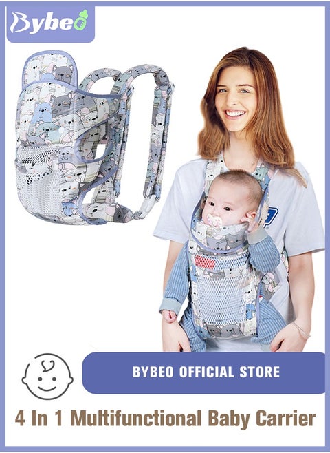 Baby Adjustable Wraps Carrier, Ergonomic Front Facing/Back Carriers with Essentials Storage Pocket for Newborn to Toddler 0-15kg, One Size Fits All