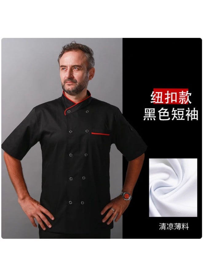NIBEMINENT Chef Shirt  Men Summer Hotel Restaurant Hot Pot Fast Food Service Kitchen Uniform Women Cook's Clothes Thin Workwear - Image 1