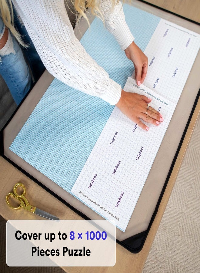 TIDYBOSS مجموعة من 48 ورقة لحفظ قطع أحجية الصور المقطوعة | حافظة أحجية تحفظ حتى 8 قطع × 1000 قطعة | غراء وإطار للأحجيات | ملحقات أحجية للكبار - تأتي أيضًا مع 8 علاقات جدارية لاصقة - Image 4