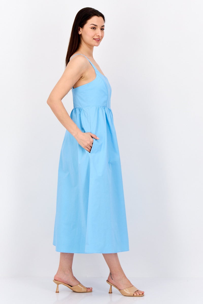 ESPRIT Women Plain Midi Dress, Light Blue - Image 2