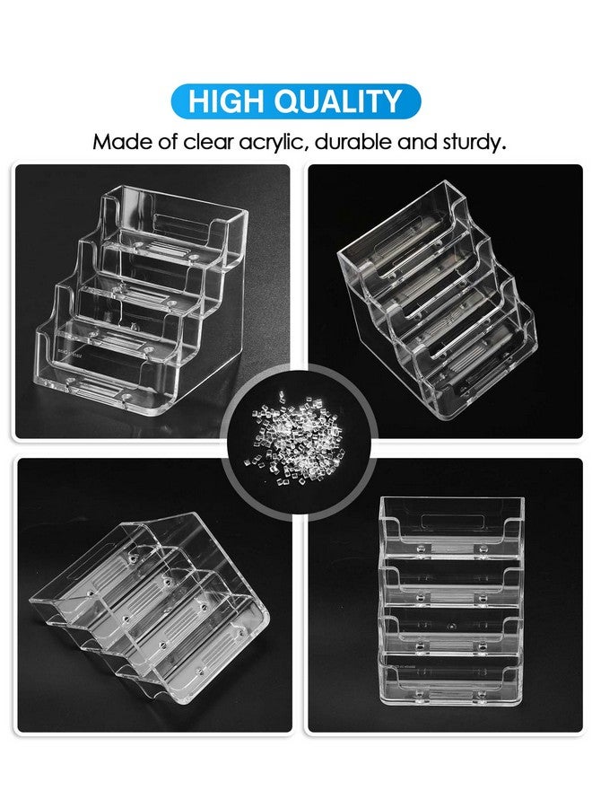 MaxGear Clear Business Card Holder 4 Pocket Business Card Display, Acrylic Business Card Stand For Desk Or Counter With 4 Tier, 320 Card Capacity, 2 Pack - Image 2