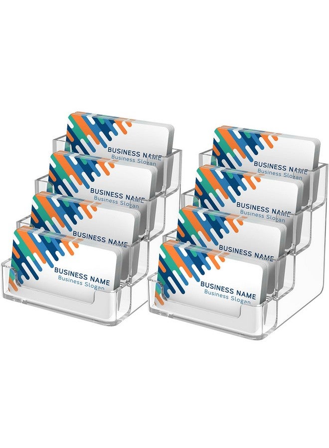 MaxGear Clear Business Card Holder 4 Pocket Business Card Display, Acrylic Business Card Stand For Desk Or Counter With 4 Tier, 320 Card Capacity, 2 Pack - Image 1