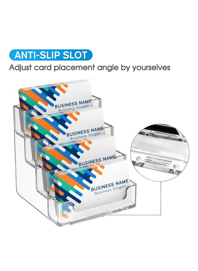 MaxGear Clear Business Card Holder 4 Pocket Business Card Display, Acrylic Business Card Stand For Desk Or Counter With 4 Tier, 320 Card Capacity, 2 Pack - Image 5