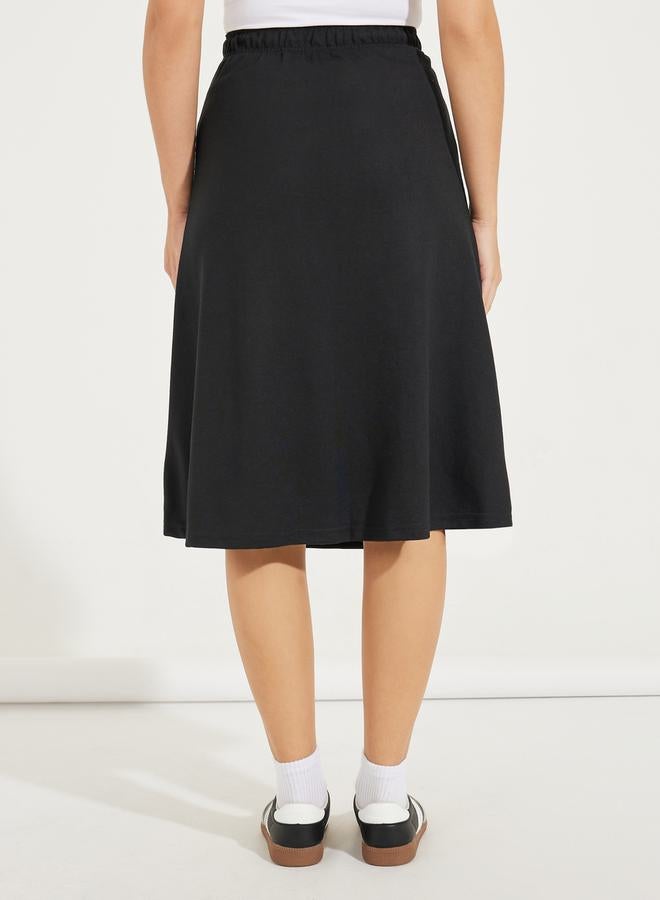 Styli Basic Knit Midi Skirt with Drawstring  - Image 4