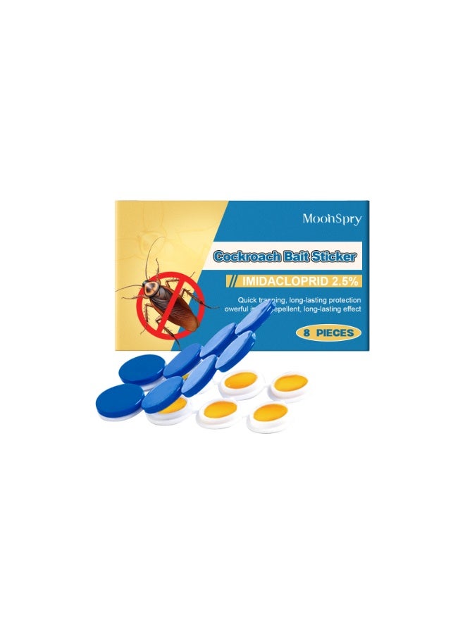 MoonSpry Cockroach Bait Stickers, 8 Pack with 2.5% Imidacloprid, Fast-Acting Indoor Roach Killer Traps for Home & Kitchen - Image 1