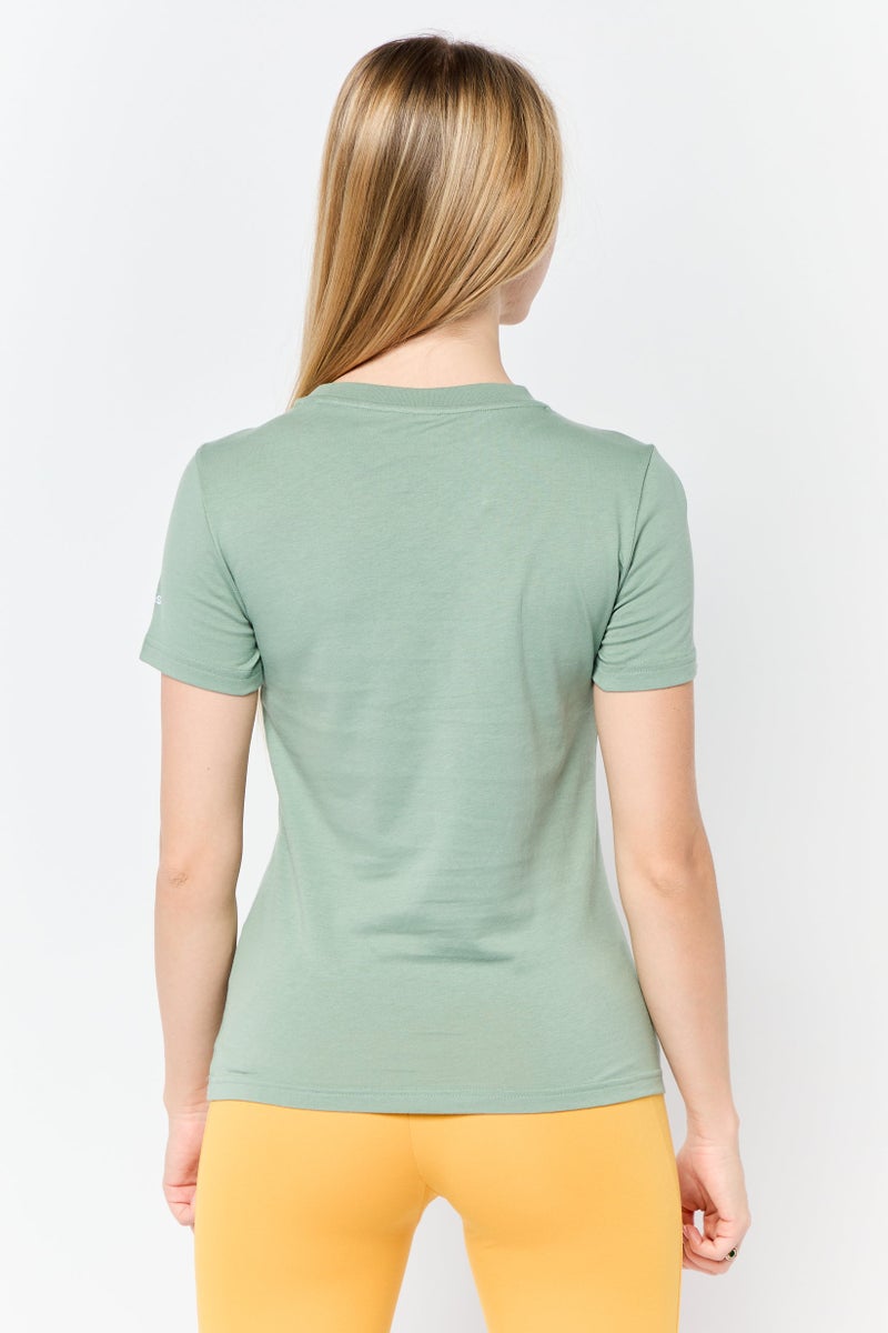 Adidas Women Sportswear Fit Short Sleeve Outdoor Top, Green  - Image 4