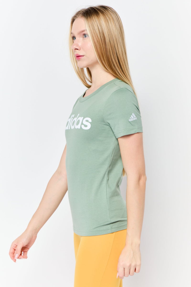 Adidas Women Sportswear Fit Short Sleeve Outdoor Top, Green  - Image 3