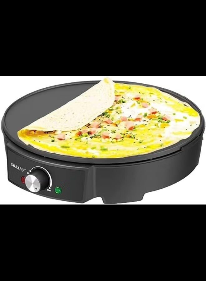 SOKANY 1000W Electric Crepe Maker, for Pancakes, Eggs, & Tortillas, 12" Nonstick Grill Pan, Includes Batter Spreader & Wooden Spatula, Adjustable Temperature Control, Easy Clean - Image 1