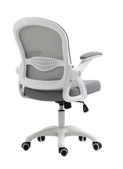 AGD Swivel Office Chair, Adjustable Low Back Mesh Chair with Foldable Armrests and Comfortable Lumbar Support, Computer and Home Office Chair.(Grey)  - Image 3
