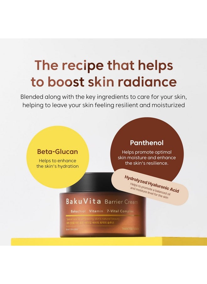 THANKYOU FARMER Bakuvita Barrier Cream Bakuchiol Retinol Alternative Vitamin C+E Cream Daily Firming Face Cream Slow Aging Vegan Korean Moisturizer 1.75 Fl Oz (50Ml)  - Image 4