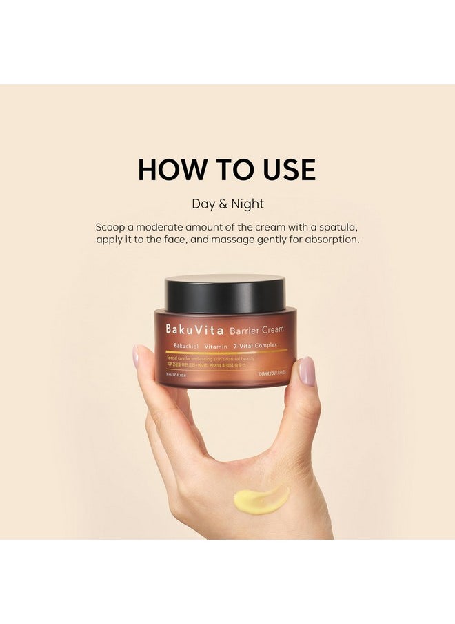 THANKYOU FARMER Bakuvita Barrier Cream Bakuchiol Retinol Alternative Vitamin C+E Cream Daily Firming Face Cream Slow Aging Vegan Korean Moisturizer 1.75 Fl Oz (50Ml)  - Image 5