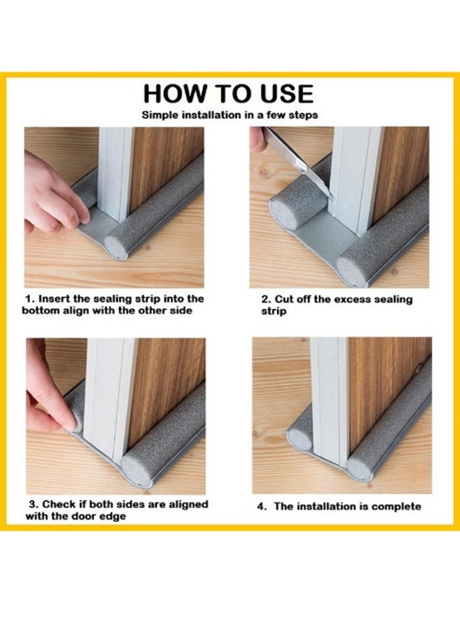 Generic - Double Door Draft Prevent Insects and Dust Cuttable And Washable Door Seam And Bottom Sealing Strip Windproof And Insect-proof Silent Door Seam Sealing Strip Door And Window Sound Insulation Grey 1piece - Image 1