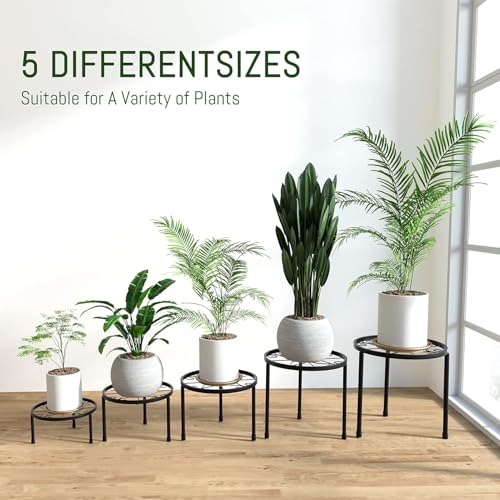CELEORIS Metal Plant Stand Indoor Outdoor – 5 Pack Heavy Duty Iron Flower Pot Holder, Rustproof Balcony Garden Plant Rack, Black Multipurpose Planter Stand for Patio, Home & Office Decor - Image 3