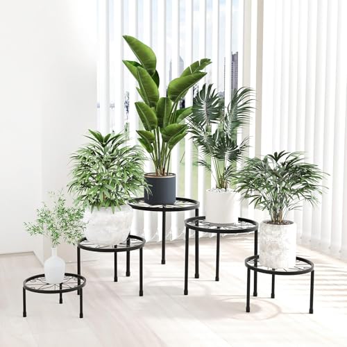 CELEORIS Metal Plant Stand Indoor Outdoor – 5 Pack Heavy Duty Iron Flower Pot Holder, Rustproof Balcony Garden Plant Rack, Black Multipurpose Planter Stand for Patio, Home & Office Decor - Image 5