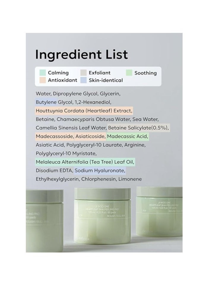 Celimax Ji.Woo.Gae Heartleaf BHA Peeling Pad 60 Pad, 125ml