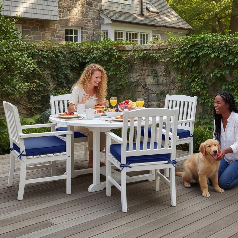 Summsun Outdoor Chair Cushions Set of 4: Waterproof & Fade Resistant Seat Cushion for Patio Furniture - 18.5 x 16 x 2 Inch Chair Pads with Ties and Hidden Zipper - Patio Chair Cushion Replacement, Navy - Image 2