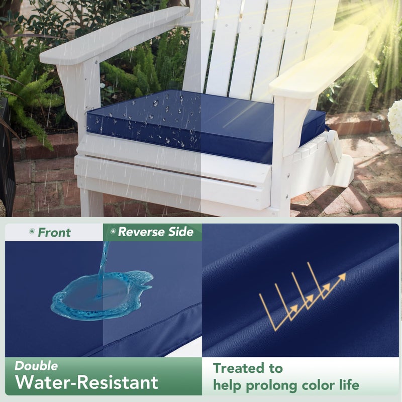 Summsun Outdoor Chair Cushions Set of 4: Waterproof & Fade Resistant Seat Cushion for Patio Furniture - 18.5 x 16 x 2 Inch Chair Pads with Ties and Hidden Zipper - Patio Chair Cushion Replacement, Navy - Image 3