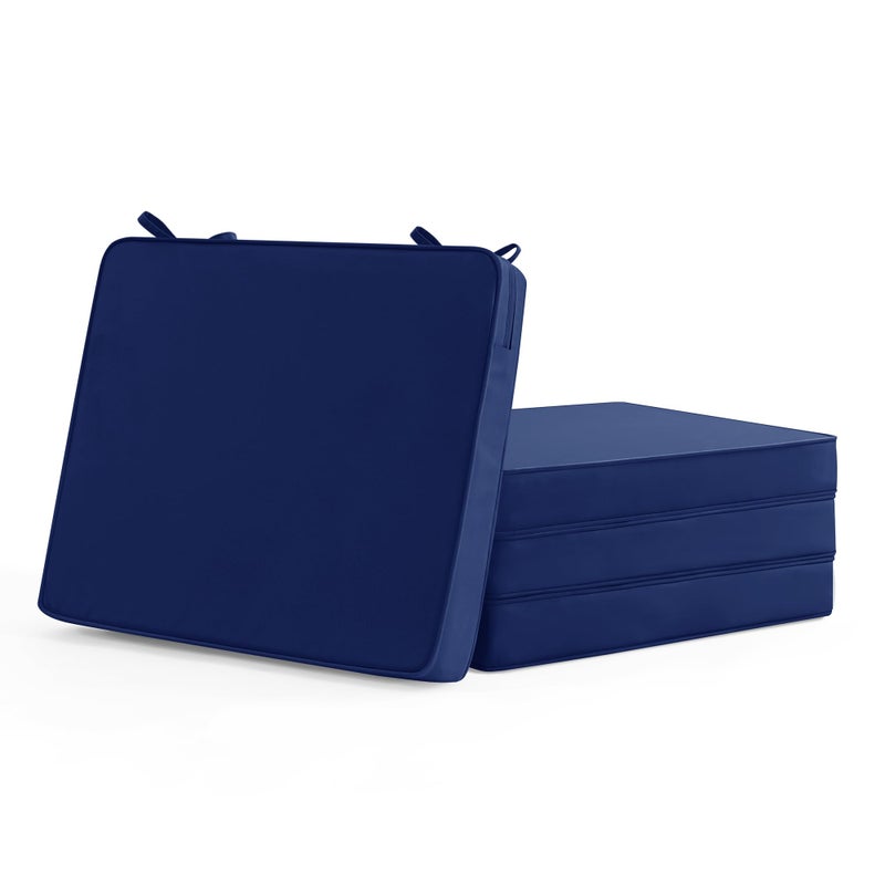 Summsun Outdoor Chair Cushions Set of 4: Waterproof & Fade Resistant Seat Cushion for Patio Furniture - 18.5 x 16 x 2 Inch Chair Pads with Ties and Hidden Zipper - Patio Chair Cushion Replacement, Navy - Image 1