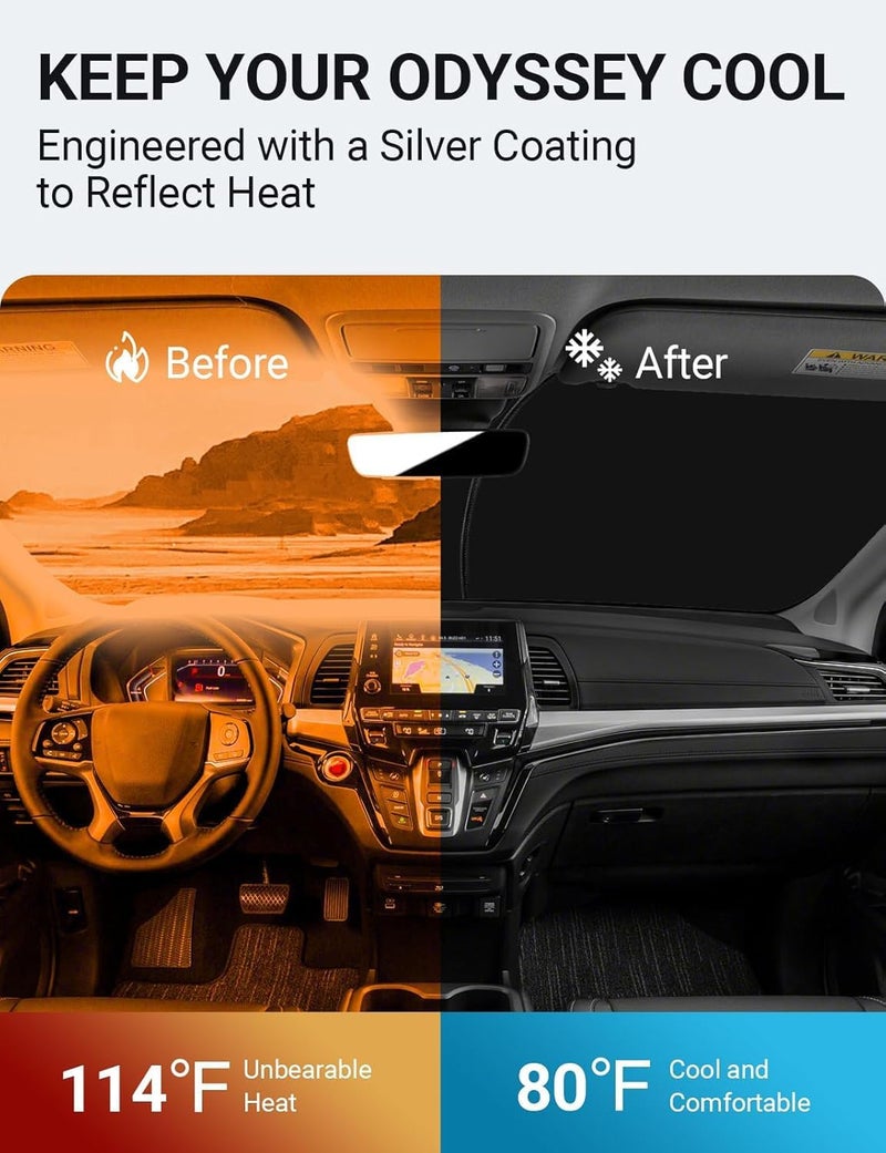 Proadsy Budget friendly premium quality Proadsy Front Windshield Sun Shade Foldable Sunshade Protector Custom Fit 2022 2021 2020 2019 2018 Honda Odyssey LX EX EX-L Touring Elite Accessories 2022 Upgrade All condition fit - Image 3