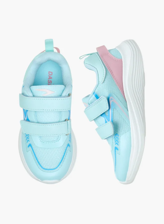 Dash Panelled Sports Shoes with Hook and Loop Closure