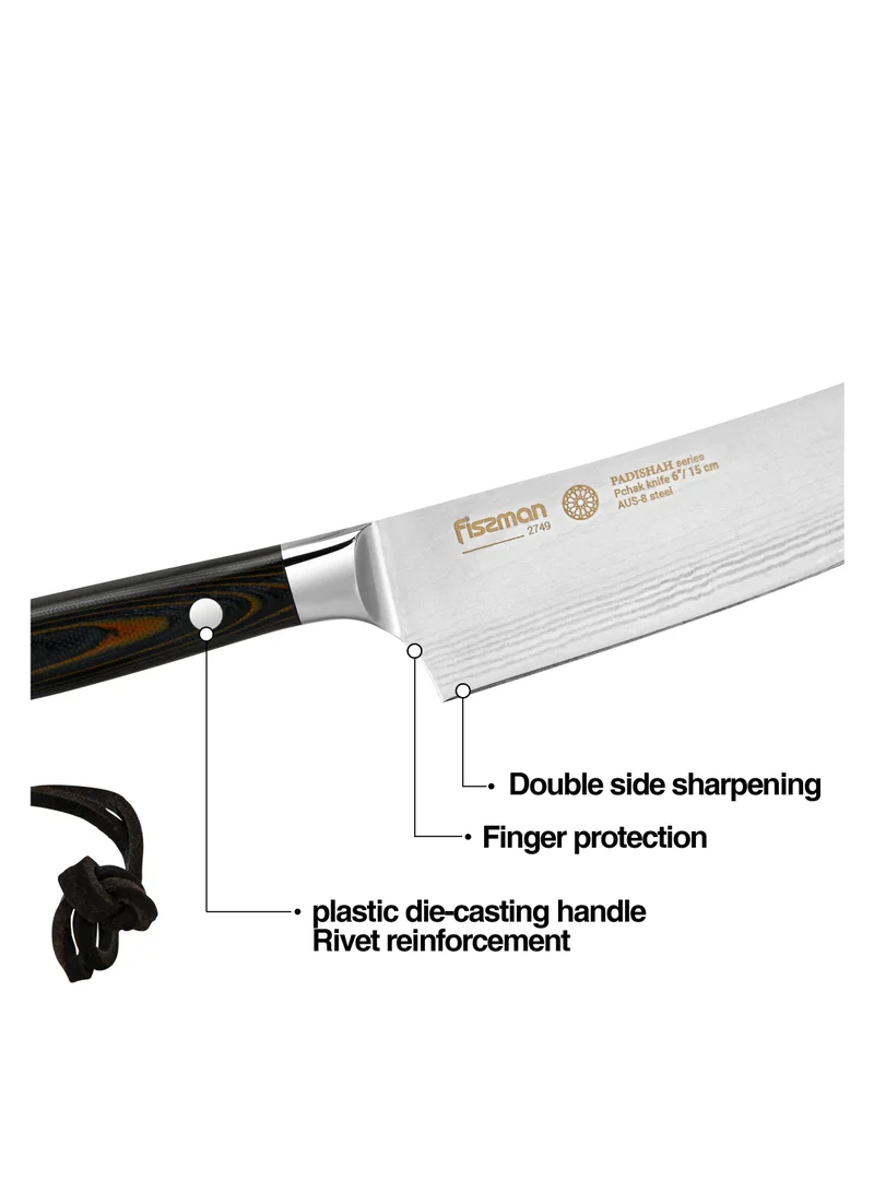 فيسمان 6" Pchak Knife PADISHAH (AUS-8 steel), Uzbek Knife, Great For Chopping, Cutting, And Preparing Meats, Vegetables, And Bread