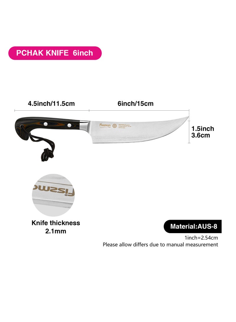 Fissman سكين باتيشاه 6 بوصة (فولاذ AUS-8)، سكين أوزبكي، رائعة للتقطيع، والقطع، وتحضير اللحوم، والخضروات، والخبز - Image 4