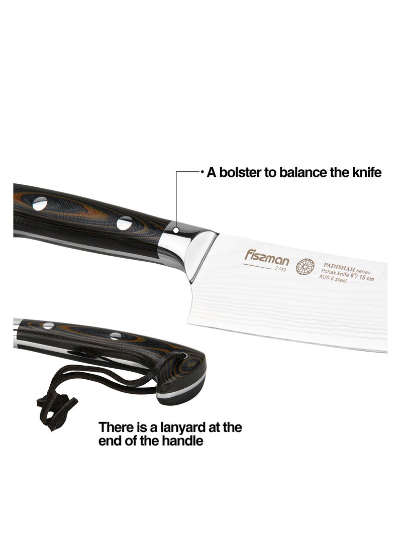 Fissman سكين باتيشاه 6 بوصة (فولاذ AUS-8)، سكين أوزبكي، رائعة للتقطيع، والقطع، وتحضير اللحوم، والخضروات، والخبز - Image 3
