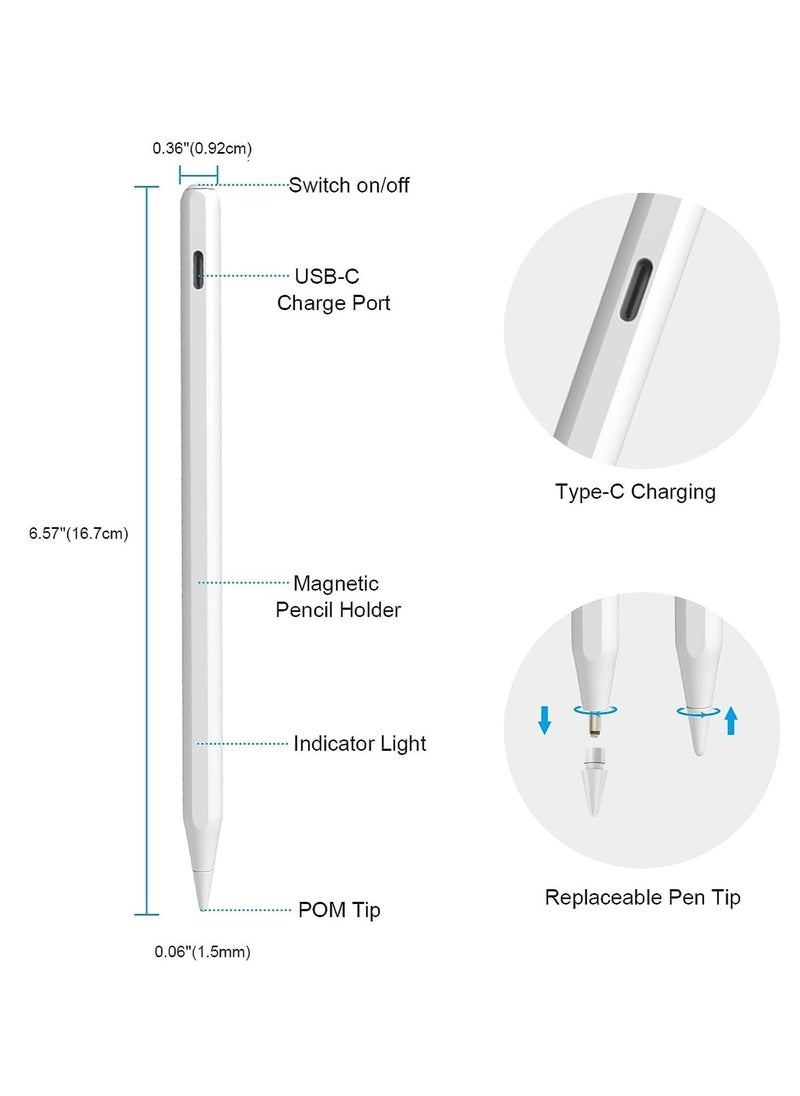 Pencil for iPad, Palm Rejection Stylus Pen Rechargeable Ultra High Precision & Sensitivity Compatible with iPad 2018~2023(iPad 10/9/8/7/6, iPad Pro/iPad mini/iPad Air)  - Image 2