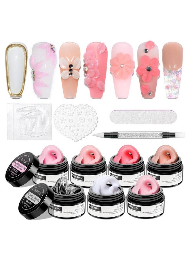 سوبوي جل منشئ صلب لتمديد الأظافر، جل صلب غير لاصق لليد مع أداة فرشاة أظافر مزدوجة الشكل لتقوية فن الأظافر للمنزل وصالون الأظافر 7 ألوان 14 جم (0.49 أونصة) - Image 1