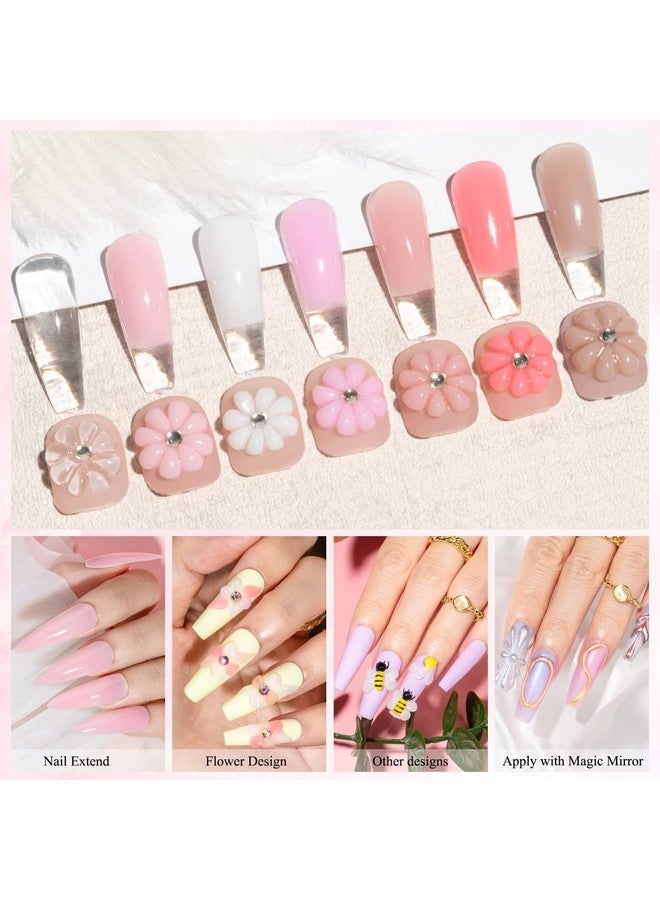 سوبوي جل منشئ صلب لتمديد الأظافر، جل صلب غير لاصق لليد مع أداة فرشاة أظافر مزدوجة الشكل لتقوية فن الأظافر للمنزل وصالون الأظافر 7 ألوان 14 جم (0.49 أونصة) - Image 5