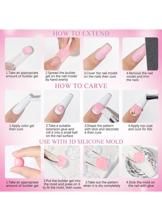 سوبوي جل منشئ صلب لتمديد الأظافر، جل صلب غير لاصق لليد مع أداة فرشاة أظافر مزدوجة الشكل لتقوية فن الأظافر للمنزل وصالون الأظافر 7 ألوان 14 جم (0.49 أونصة) - Image 3