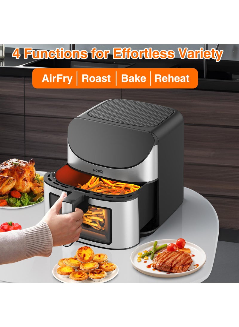 Air Fryer with 8L Capacity, Rapid Air Convection Technology, Digital Temperature Control, with Clear Window and Light (Silver) - pzsku/Z7C81C936BFA684793404Z/45/_/1735896495/0d74f7b6-0ef9-436d-a120-117e4364b6ce