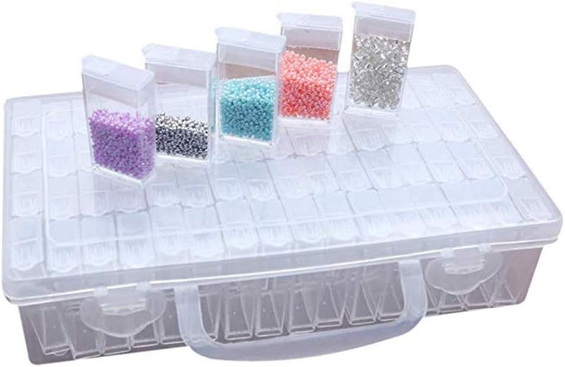 AMEEDARSHAN 64 Grid Plastic Storage Box,Container Storage Clear Plastic Jewelry Organizer Box for DIY 5D Diamond Painting Tools Kit Art Embroidery - Image 1