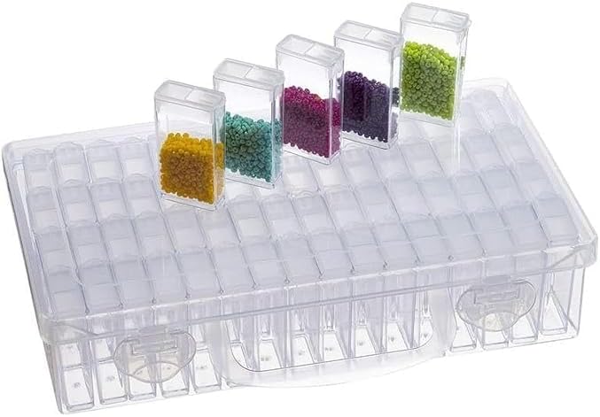 AMEEDARSHAN 64 Grid Plastic Storage Box,Container Storage Clear Plastic Jewelry Organizer Box for DIY 5D Diamond Painting Tools Kit Art Embroidery - Image 3