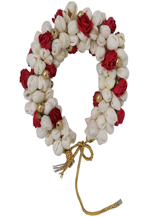 Maahal™ Gajra for Hair Bun Making, Hair Gajra/Vani Accessories for Women Stylish, White & Red, Pack of 1 - Image 3