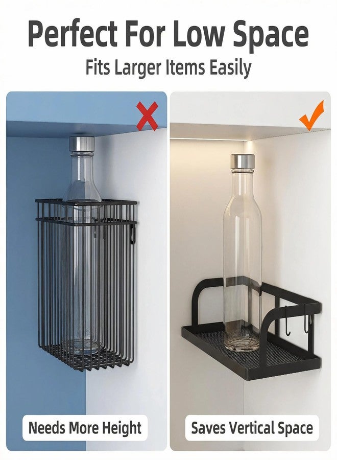 PUSDON Metal Wire Storage Baskets with Open Front, Multi-Purpose Organizer Bins with Mesh Bottom for Under Sink, Cabinet, Pantry and Bathroom, Space Saving Rack (Black, 2-Pack) - Image 2
