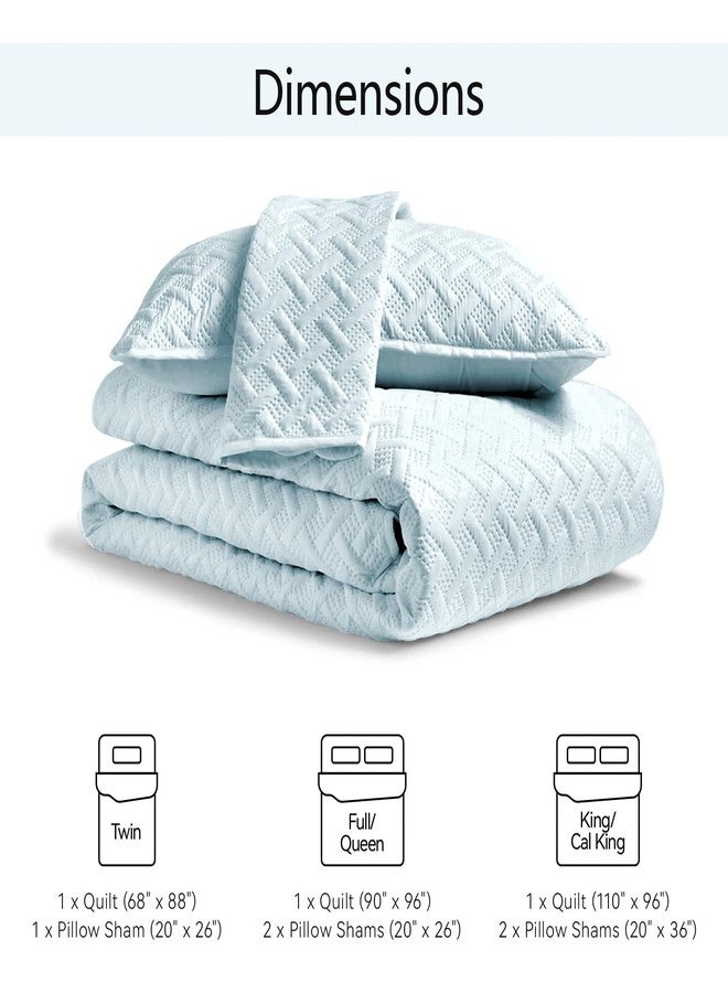FLYMME Quilts Queen Size, Lightweight Sky Blue Bedspreads, Basket Weave Pattern,Ultra Soft Microfiber Bed Coverlet 3 Pieces for All-Season (1 Quilt, 2 Shams) - Image 4