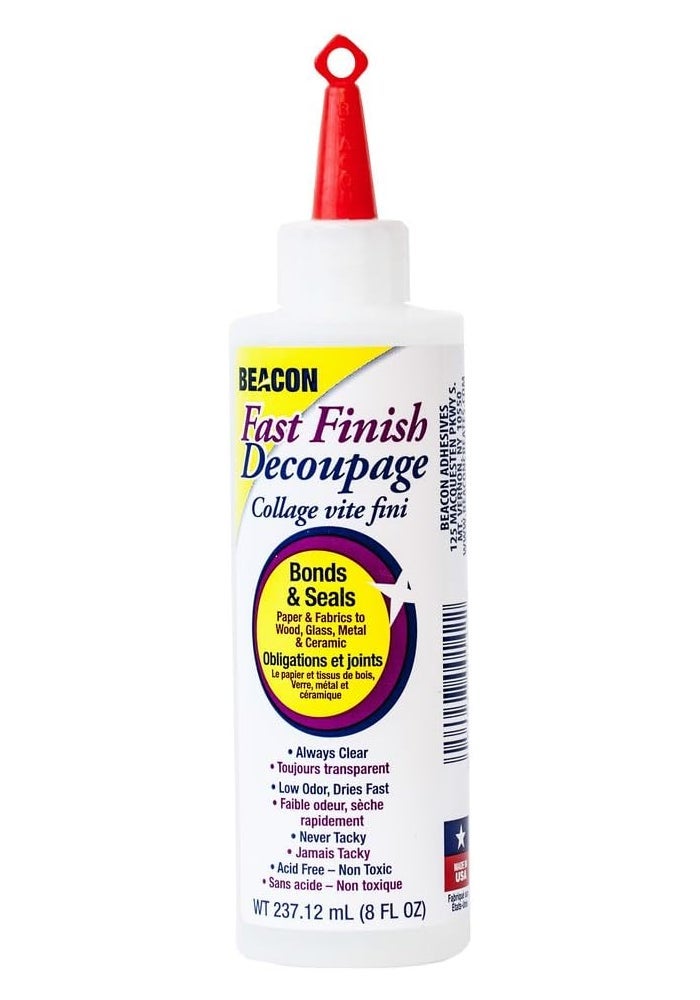 Beacon Fast Finish Decoupage Adhesive - 237.12 ml, Dries Clear, Non-Toxic Craft Glue
