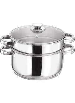 VINOD Vcs026 Stainless Steel 2 Tier Steamer With Glass Lid 20 Cm Silver  - Image 1